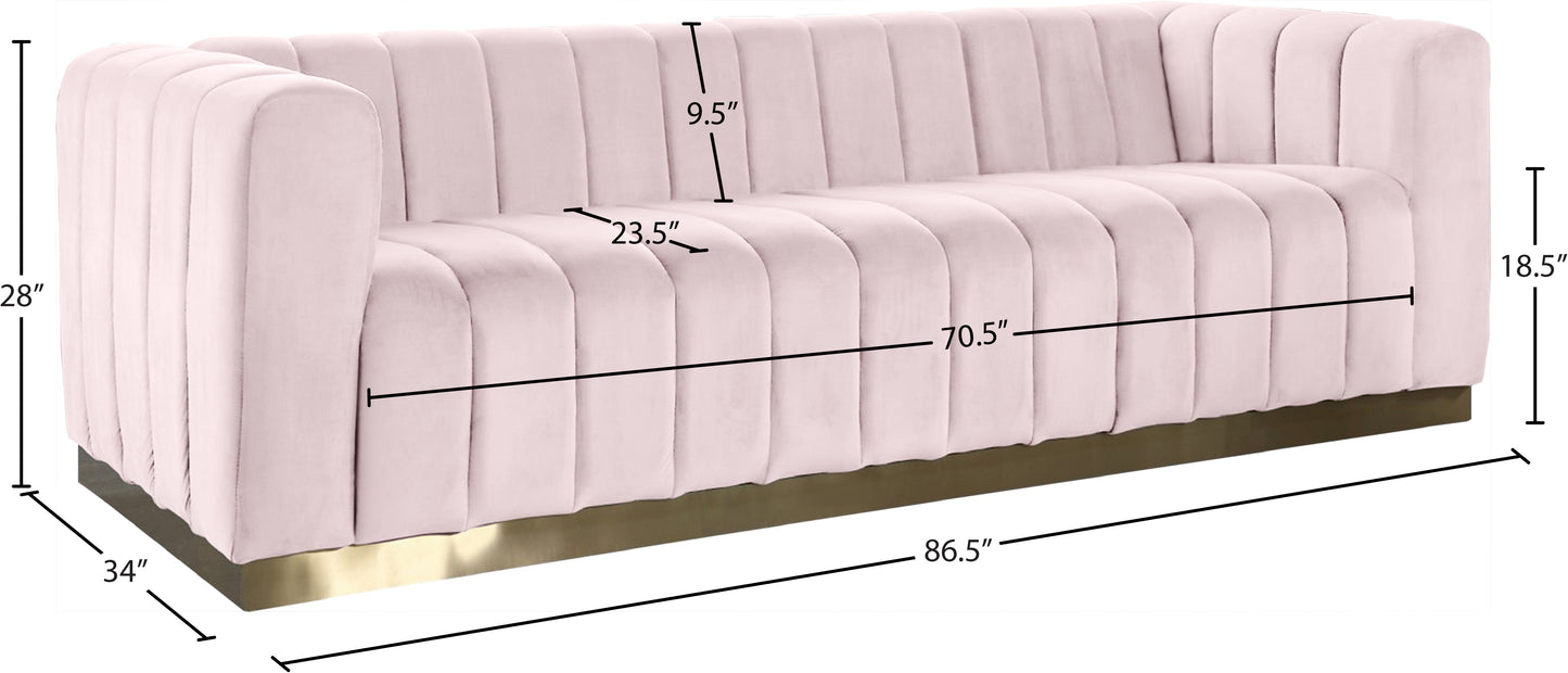 mitzy pink velvet sofa s