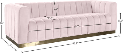 Mitzy Pink Velvet Sofa S