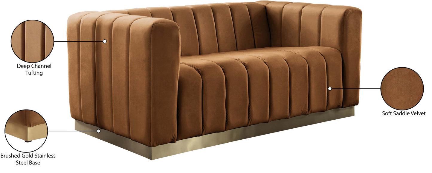 mitzy saddle velvet loveseat l