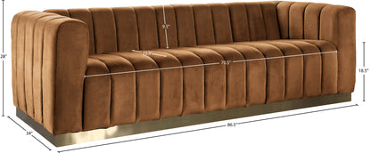 Mitzy Saddle Velvet Sofa S