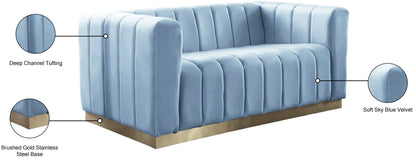 Mitzy Sky Blue Velvet Loveseat L