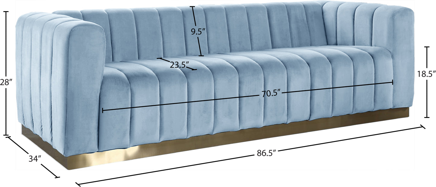 mitzy sky blue velvet sofa s