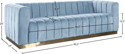 Mitzy Sky Blue Velvet Sofa S