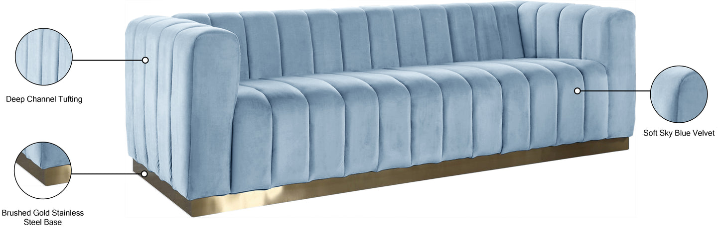 mitzy sky blue velvet sofa s