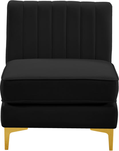 Julia Black Velvet Armless Chair Armless