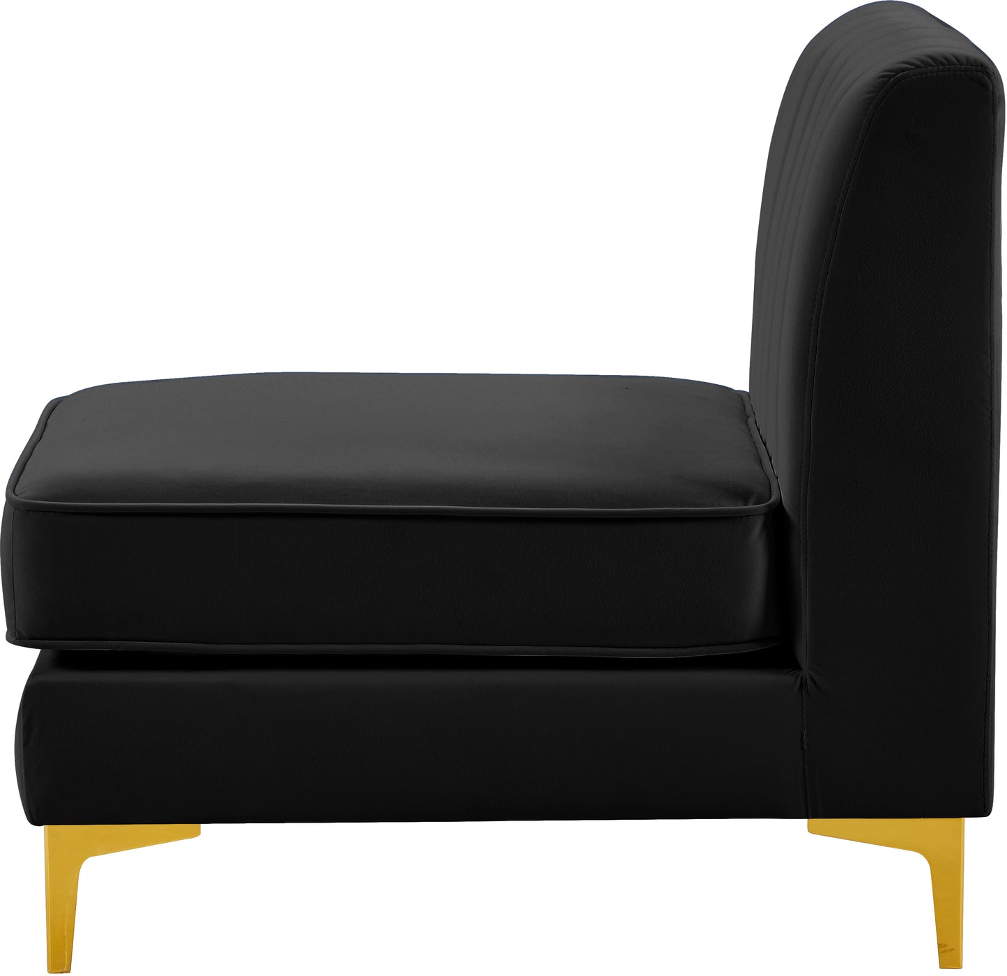 julia black velvet armless chair armless