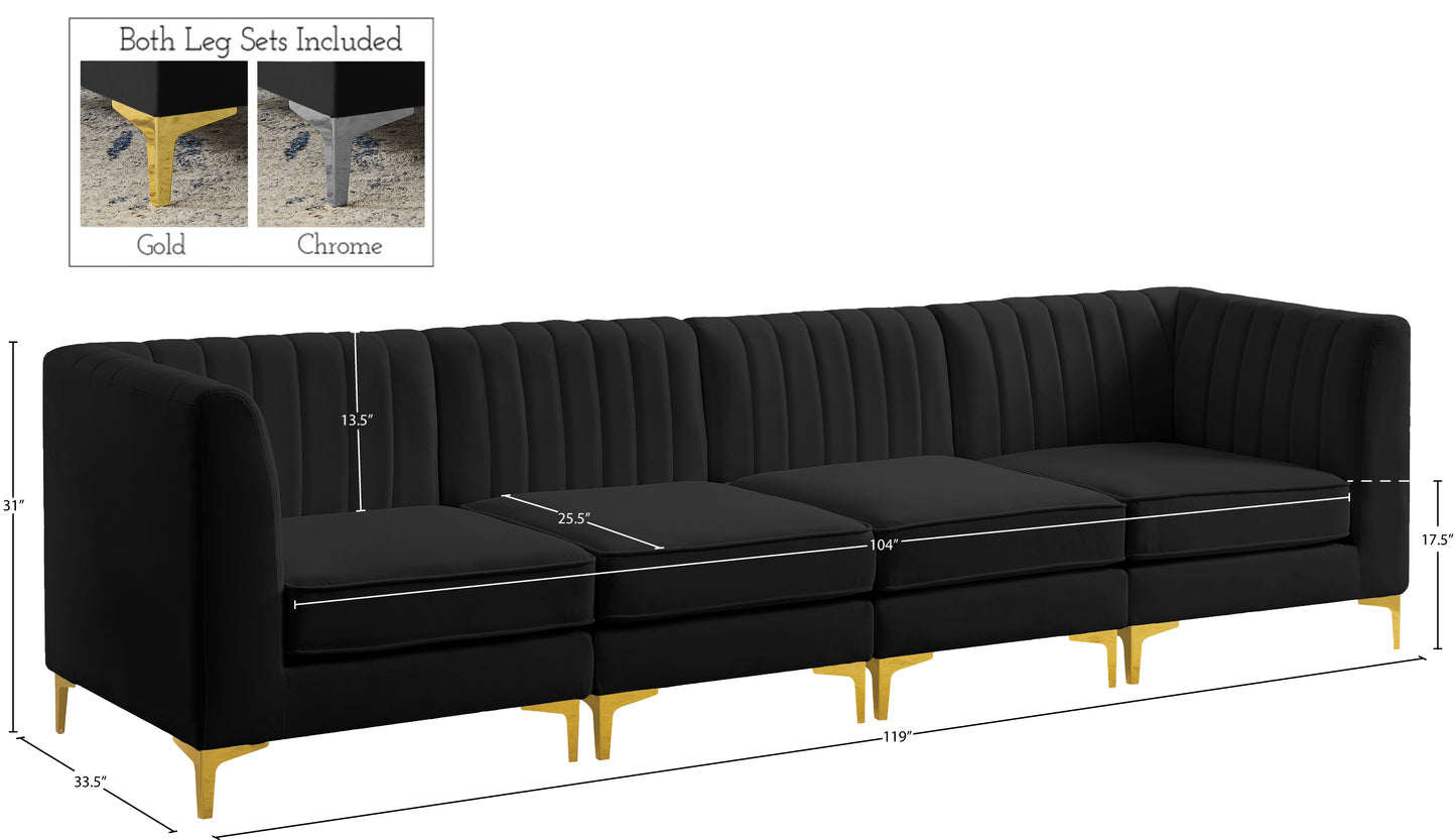 julia black velvet modular sofa s119