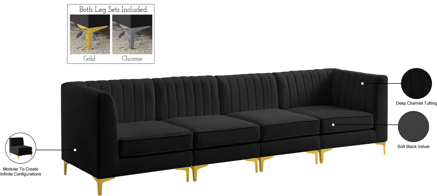 julia black velvet modular sofa s119