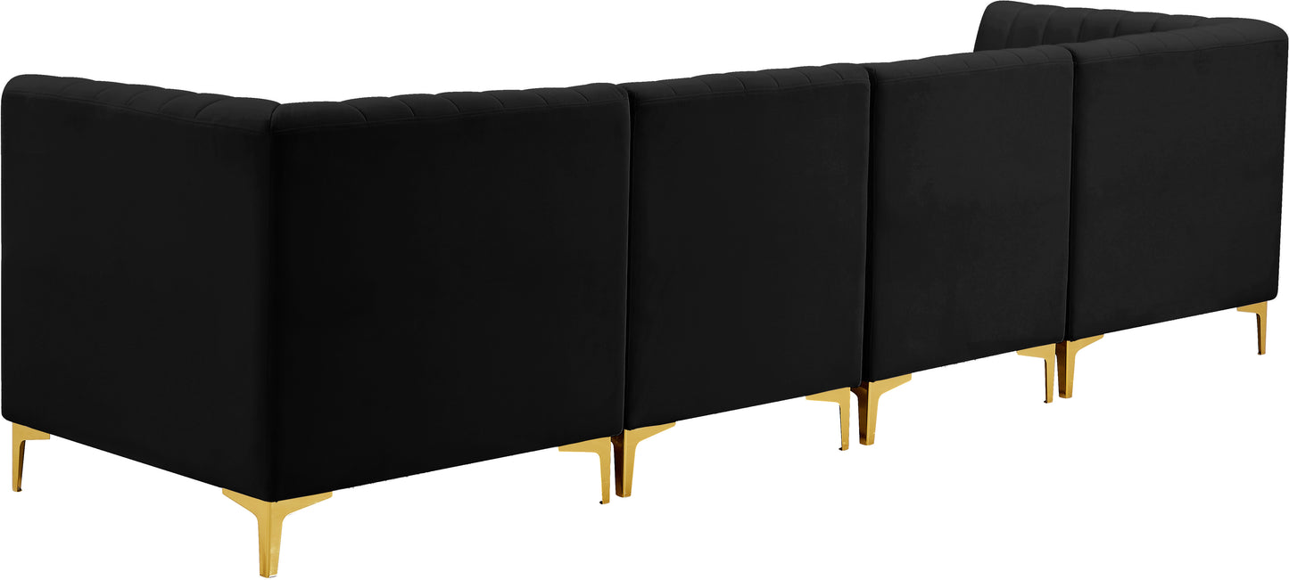 julia black velvet modular sofa s119