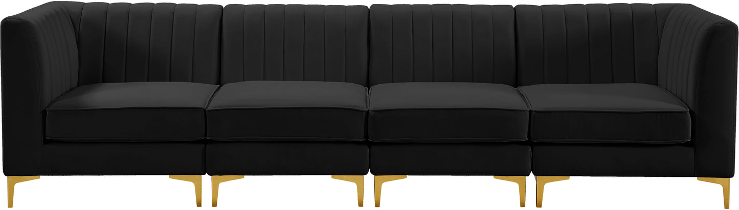 julia black velvet modular sofa s119