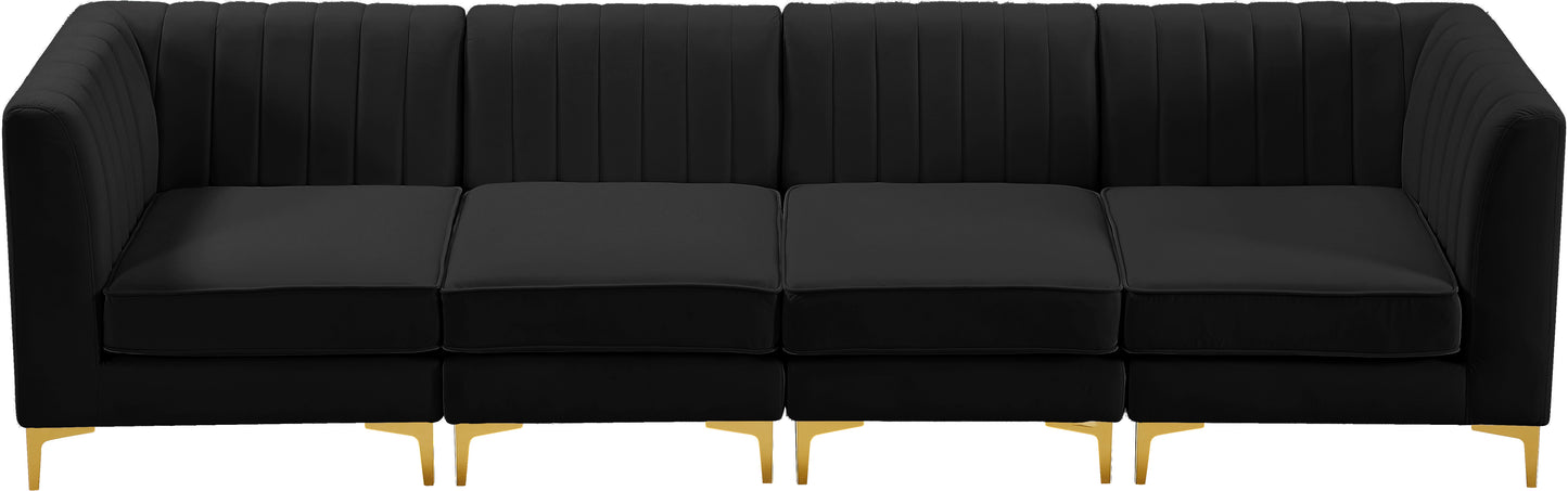 julia black velvet modular sofa s119