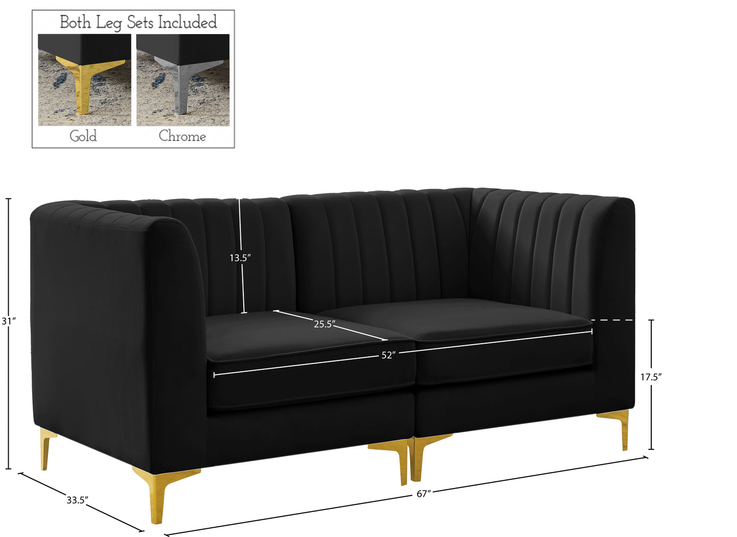 julia black velvet modular sofa s67