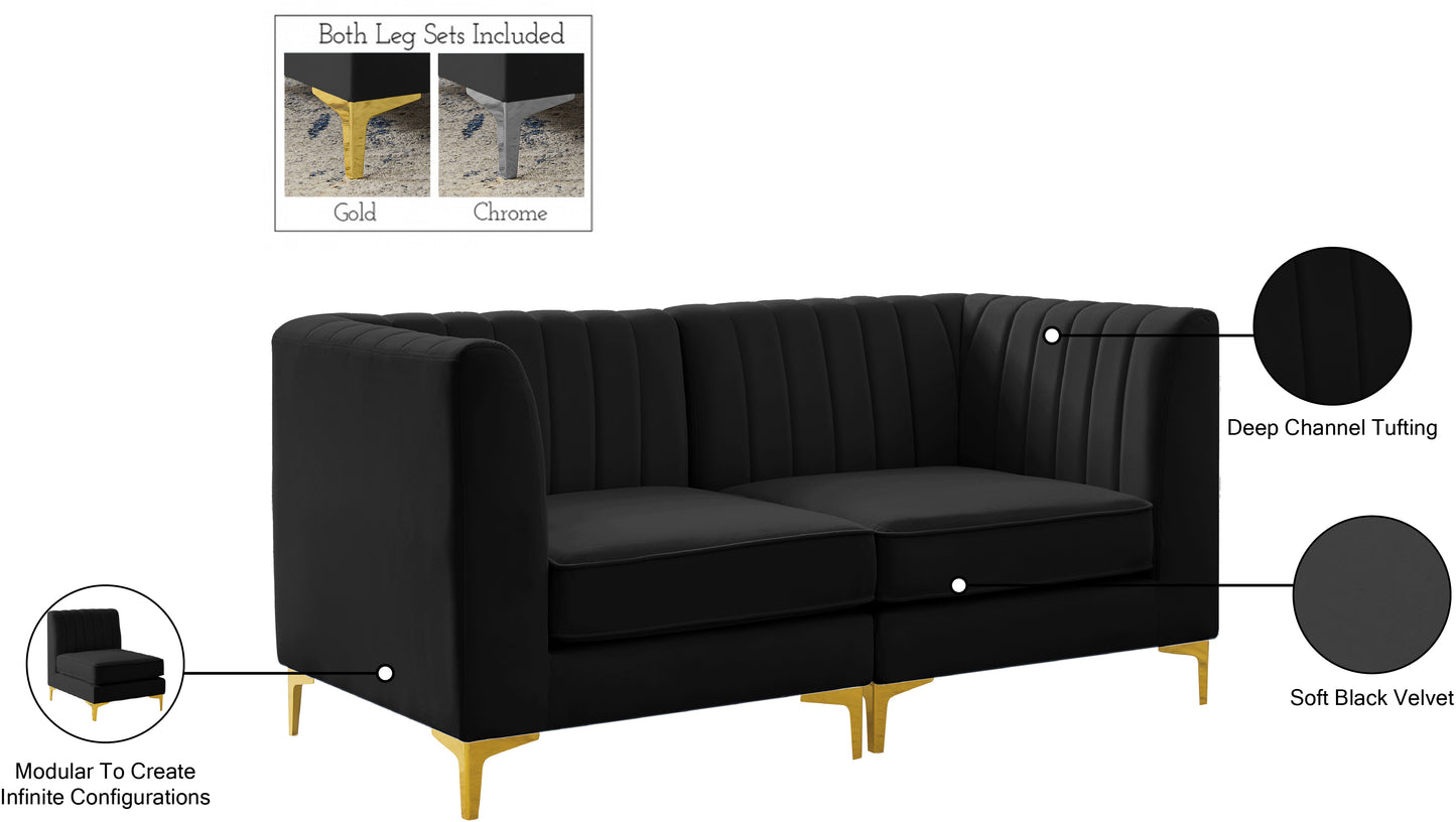 julia black velvet modular sofa s67