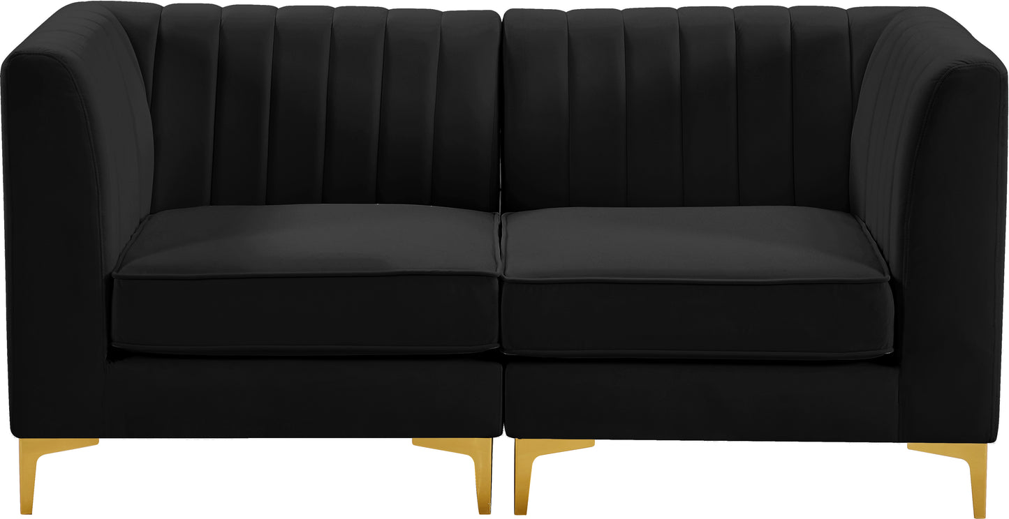 julia black velvet modular sofa s67