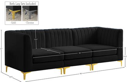 Julia Black Velvet Modular Sofa S93