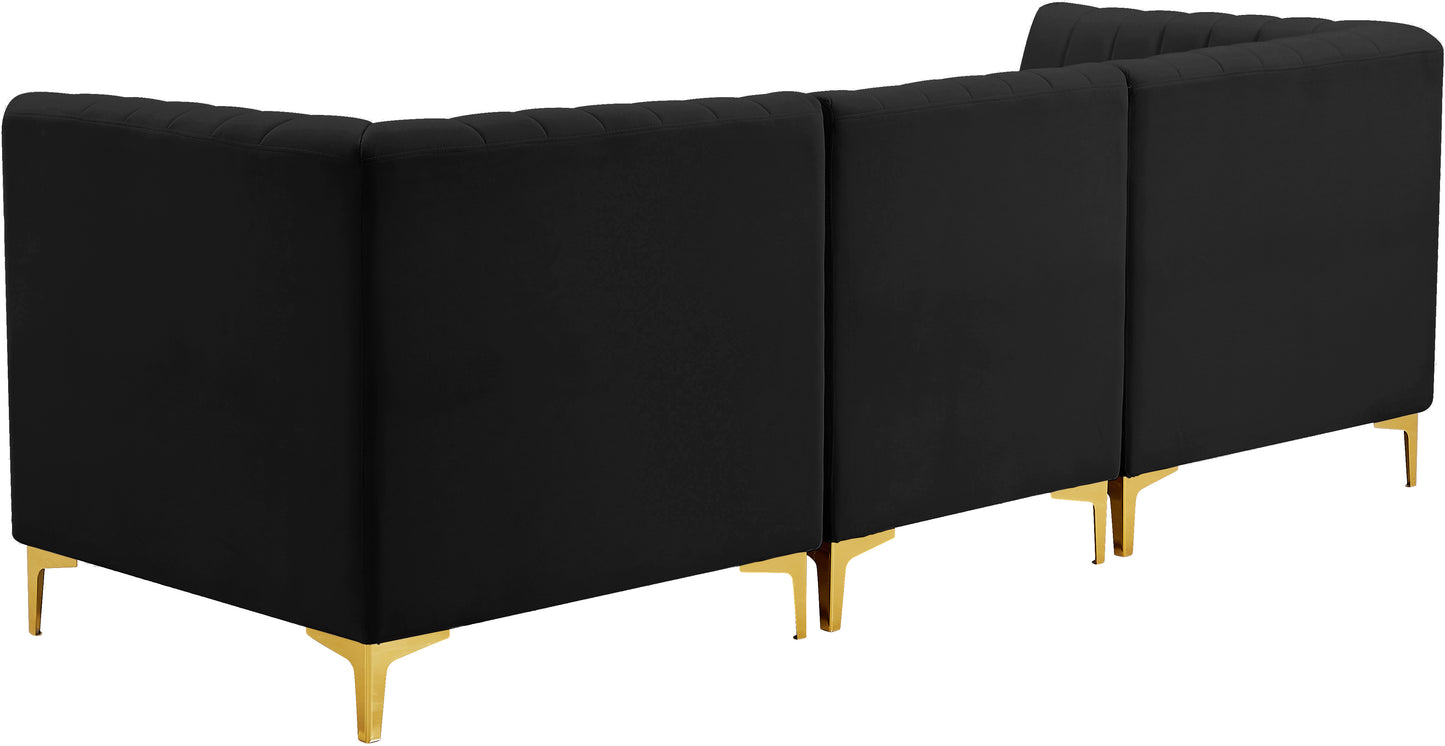 julia black velvet modular sofa s93