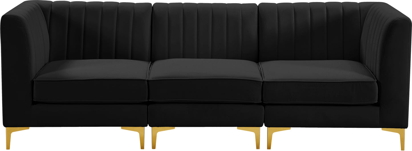 julia black velvet modular sofa s93