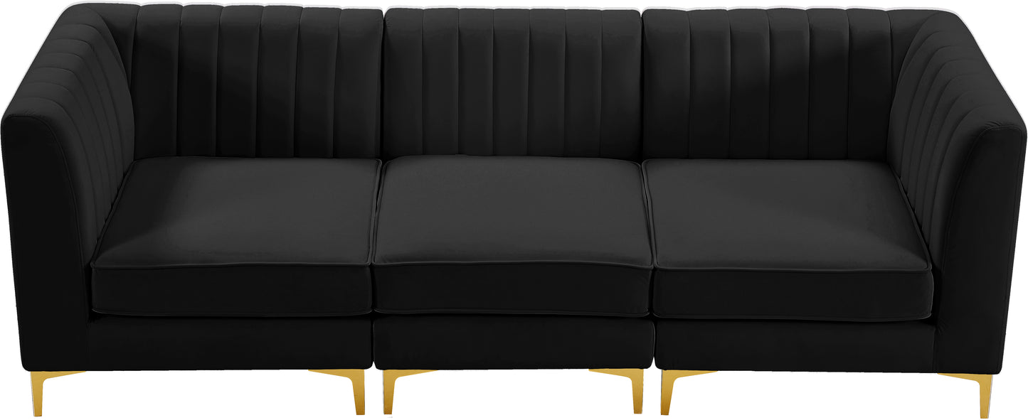 julia black velvet modular sofa s93