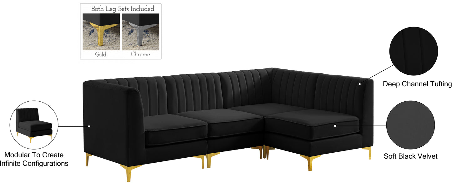 julia black velvet modular sectional sec4a