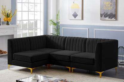 Julia Black Velvet Modular Sectional Sec4A