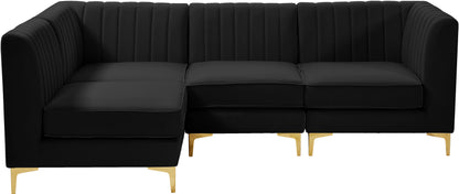 Julia Black Velvet Modular Sectional Sec4A