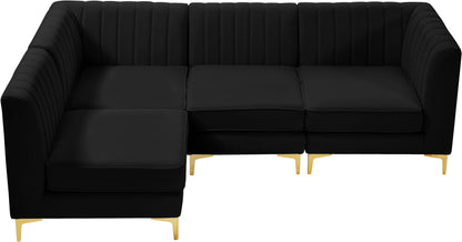 Julia Black Velvet Modular Sectional Sec4A