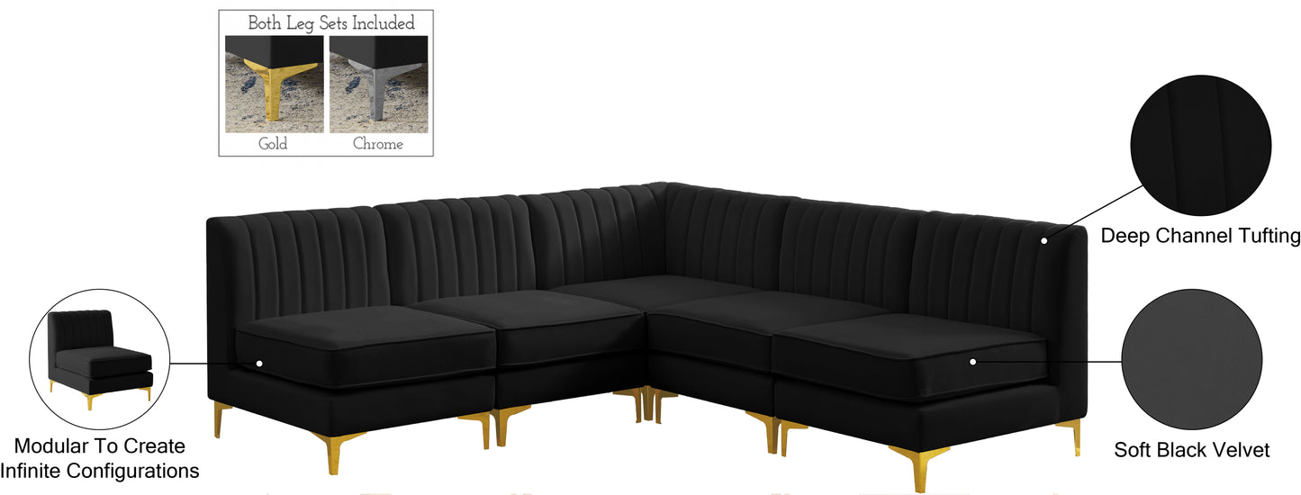 julia black velvet modular sectional sec5a