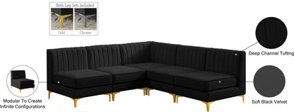 Julia Black Velvet Modular Sectional Sec5A