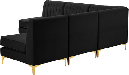 Julia Black Velvet Modular Sectional Sec5A