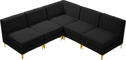 Julia Black Velvet Modular Sectional Sec5A