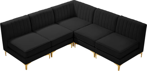 Julia Black Velvet Modular Sectional Sec5A