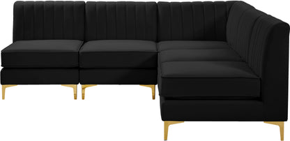 Julia Black Velvet Modular Sectional Sec5A