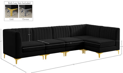 Julia Black Velvet Modular Sectional Sec5B