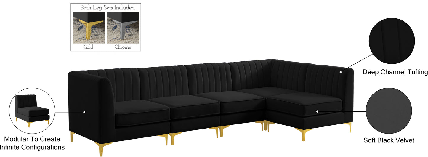 julia black velvet modular sectional sec5b