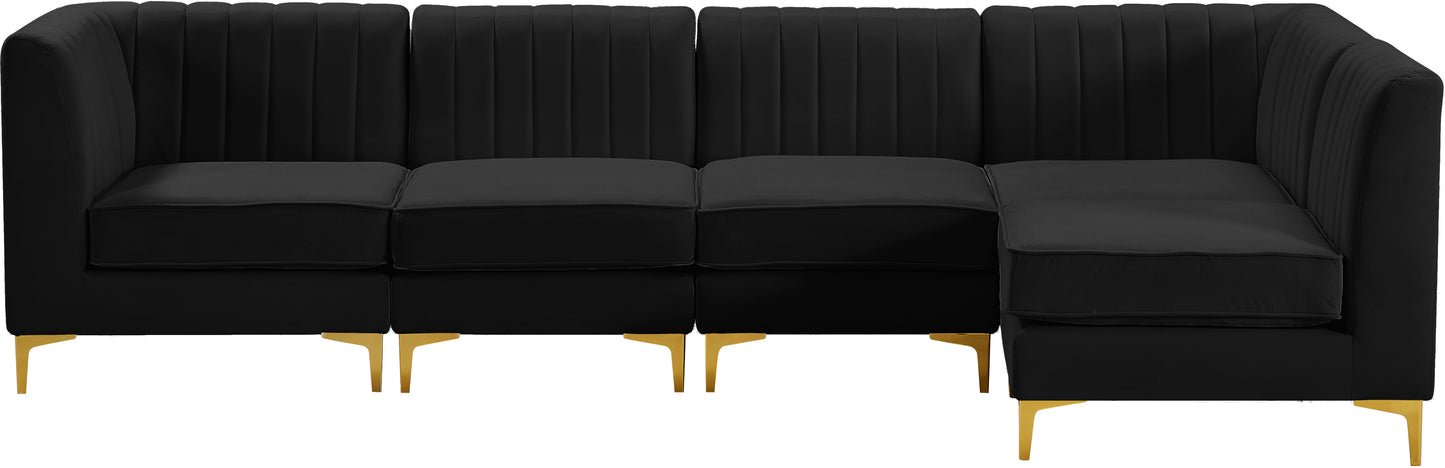 julia black velvet modular sectional sec5b