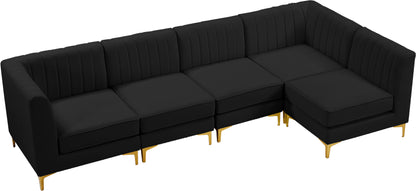 Julia Black Velvet Modular Sectional Sec5B