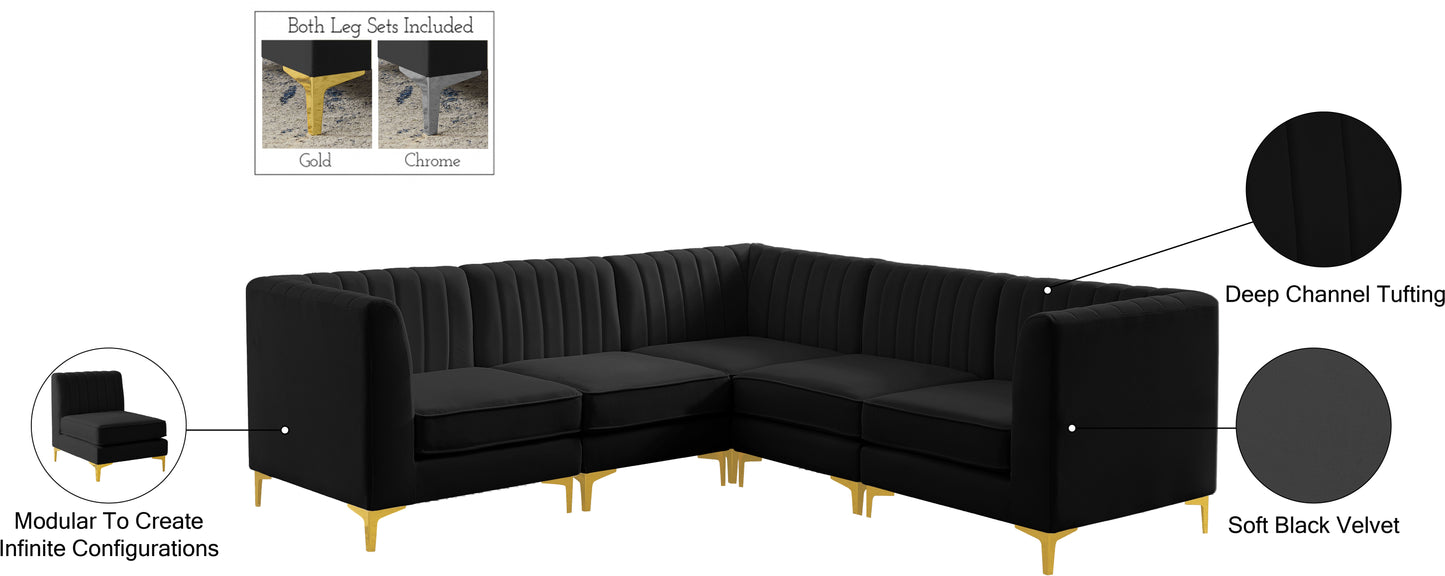 julia black velvet modular sectional sec5c