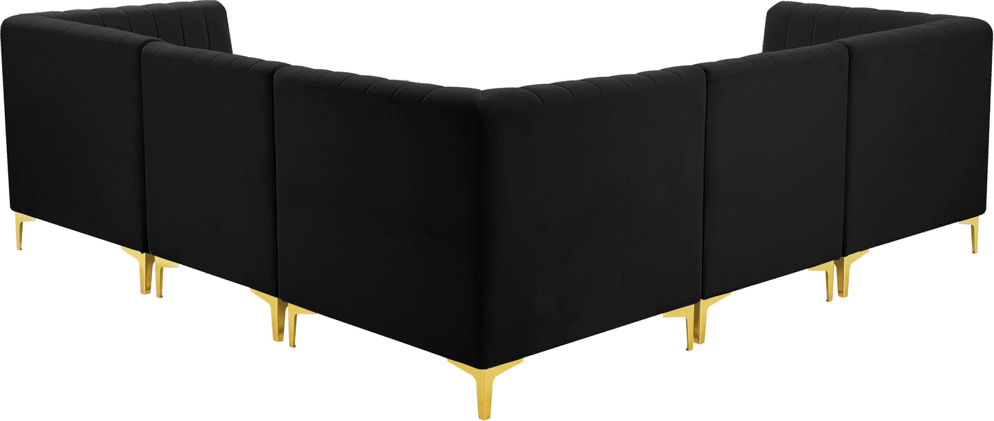 julia black velvet modular sectional sec5c