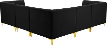 Julia Black Velvet Modular Sectional Sec5C