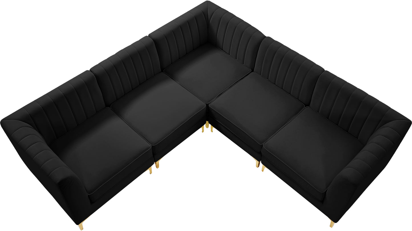 julia black velvet modular sectional sec5c