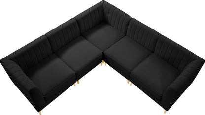 Julia Black Velvet Modular Sectional Sec5C