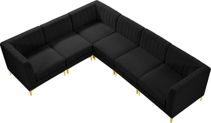 Julia Black Velvet Modular Sectional Sec6A