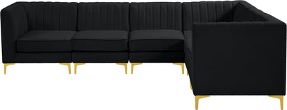 Julia Black Velvet Modular Sectional Sec6A