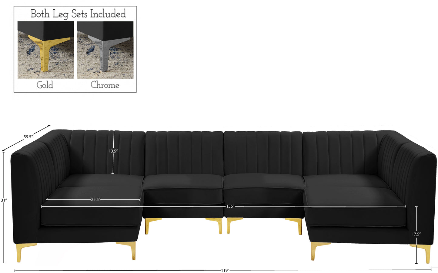 julia black velvet modular sectional sec6b