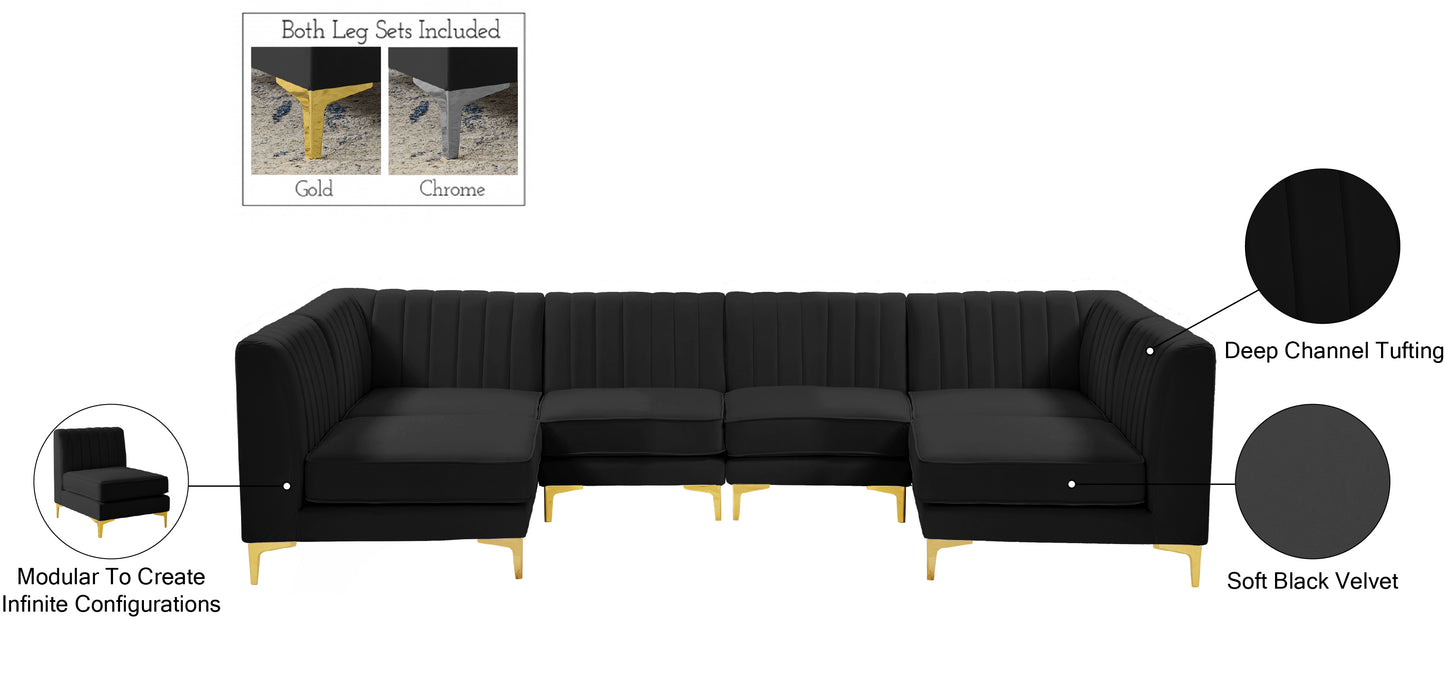 julia black velvet modular sectional sec6b