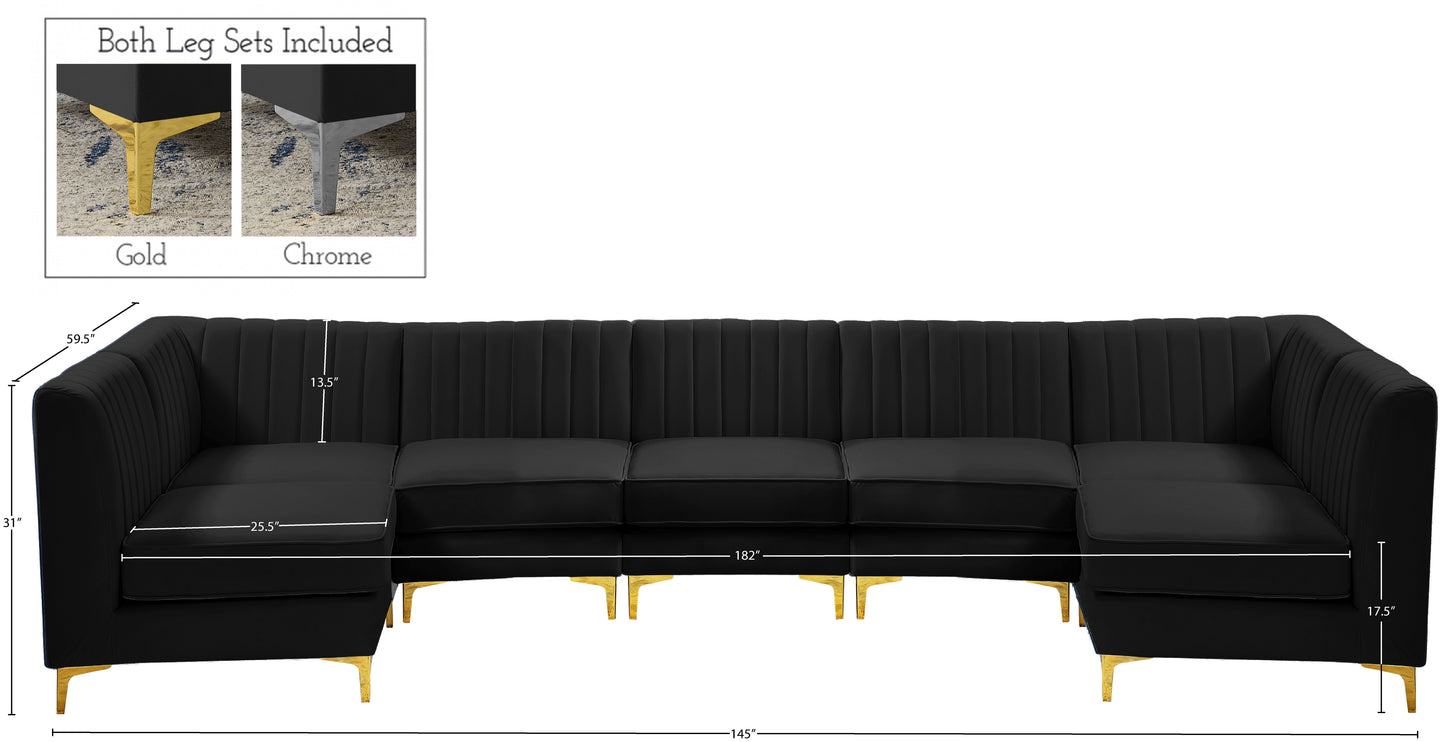 julia black velvet modular sectional sec7a