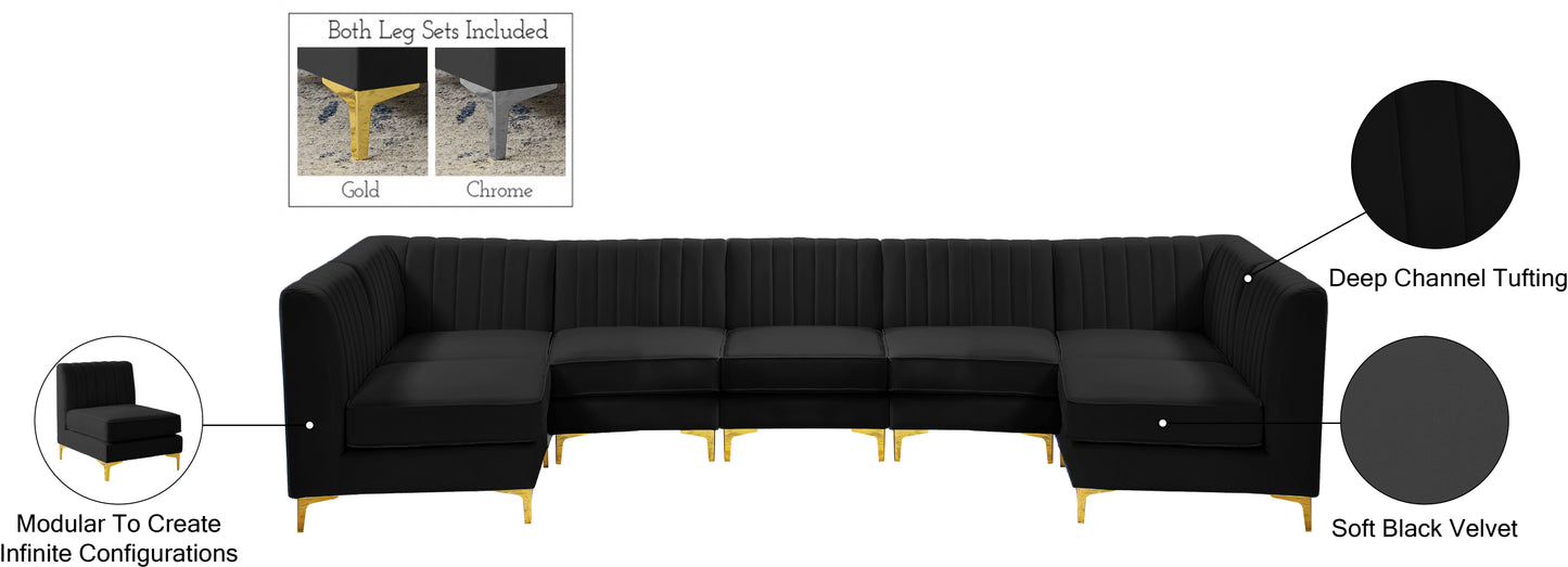 julia black velvet modular sectional sec7a