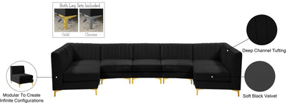 Julia Black Velvet Modular Sectional Sec7A