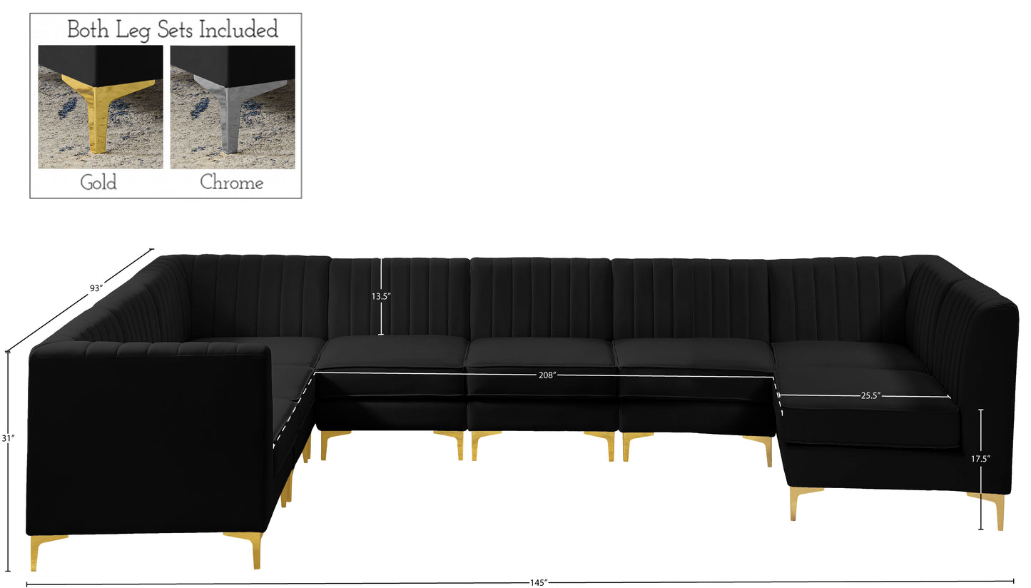 julia black velvet modular sectional sec8a