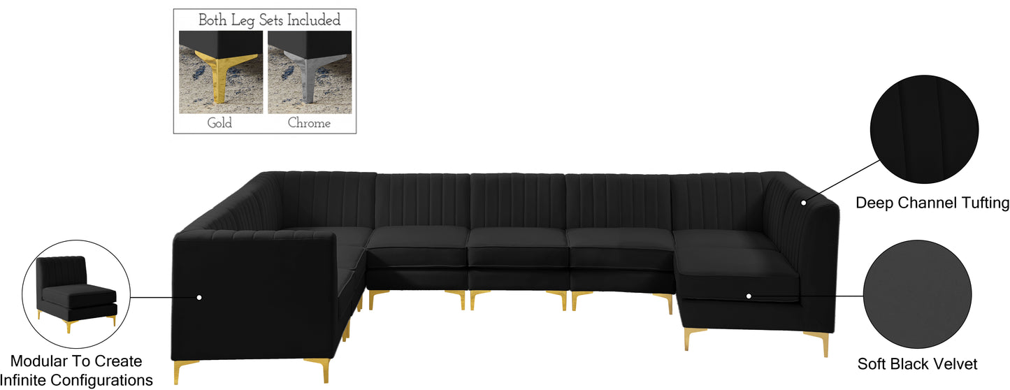 julia black velvet modular sectional sec8a